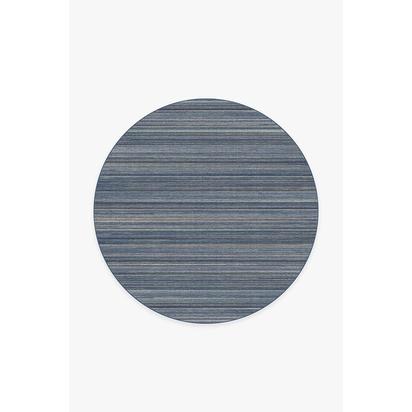 Multi Stripe Blue Flatwoven Rug - 185 Round cm - Rug + Pad System