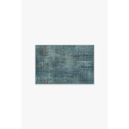Sudaria Solid Teal Blue Flatwoven Rug - 60 x 90 cm - Rug + Pad System