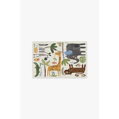 Jungle Safari Multicolour Flatwoven Rug - 60 x 90 cm - Rug + Pad System