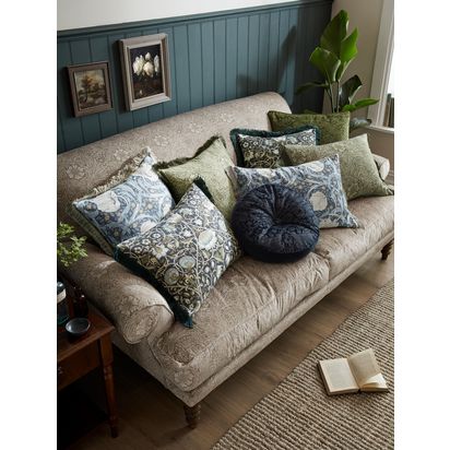 William Morris At Home Pimpernel Square Cushion, Ink Ink Blue | L50 x W50cm