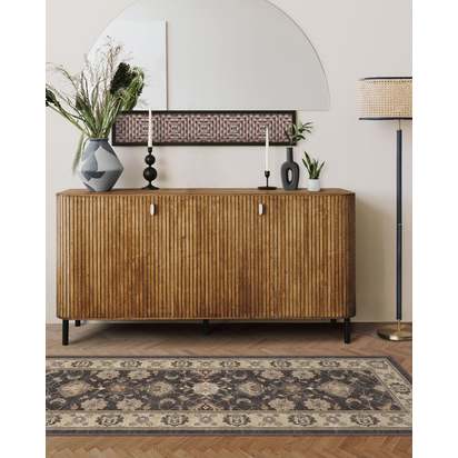 Odette Dark Wood Flatwoven Rug - 75 x 305 cm - Rug + Pad System