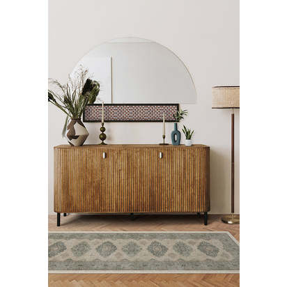 Maxine Natural Sage Flatwoven Rug - 245 Round cm - Rug + Pad System