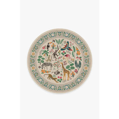 Jingle Jungle Flatwoven Rug by Iris Apfel - 185 Round cm - Rug + Pad System