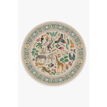 Jingle Jungle Flatwoven Rug by Iris Apfel - 245 Round cm - Rug + Pad System