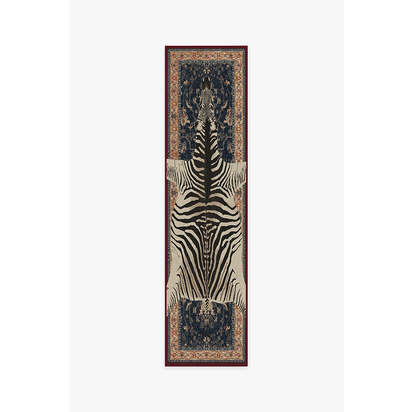 On Safari Sapphire Flatwoven Rug by Iris Apfel - 75 x 305 cm - Rug + Pad System