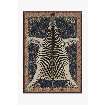 On Safari Sapphire Flatwoven Rug by Iris Apfel - 150 x 215 cm - Rug + Pad System