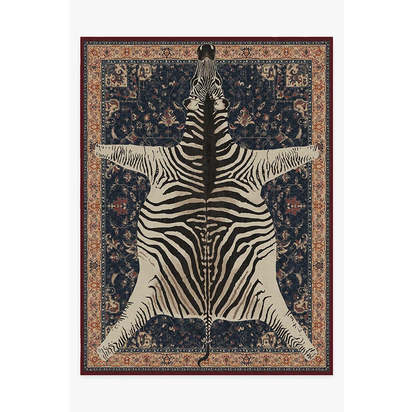 On Safari Sapphire Flatwoven Rug by Iris Apfel - 275 x 365 cm - Rug + Pad System