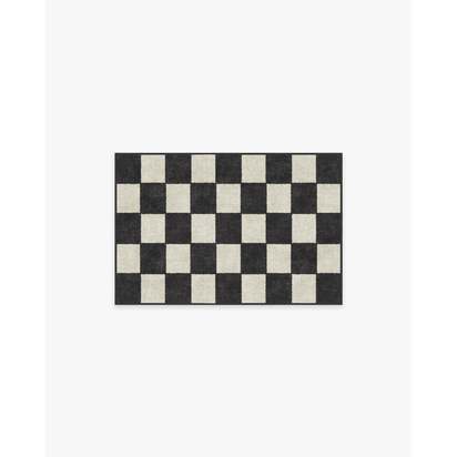 Jaque Checkered Black Flatwoven Rug - 60 x 90 cm - Rug + Pad System