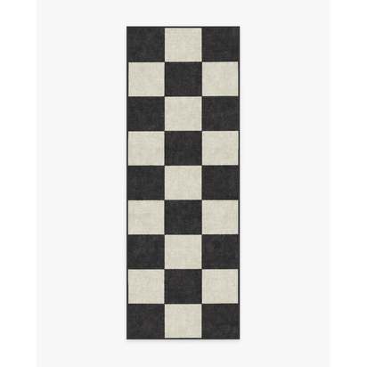 Jaque Checkered Black Flatwoven Rug - 75 x 215 cm - Rug + Pad System