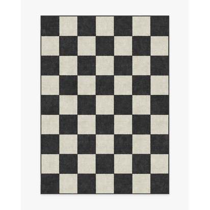 Jaque Checkered Black Flatwoven Rug - 150 x 215 cm - Rug + Pad System