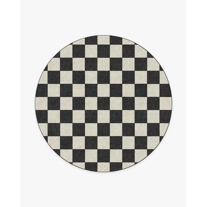 Jaque Checkered Black Flatwoven Rug - 245 Round cm - Rug + Pad System