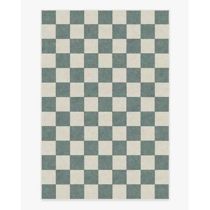 Jaque Checkered Slate Green Flatwoven Rug - 185 x 275 cm - Rug + Pad System