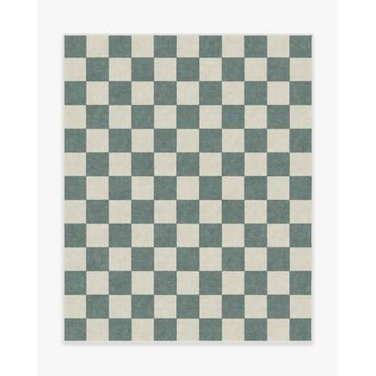 Jaque Checkered Slate Green Flatwoven Rug - 245 x 305 cm - Rug + Pad System