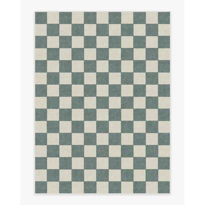 Jaque Checkered Slate Green Flatwoven Rug - 275 x 365 cm - Rug + Pad System