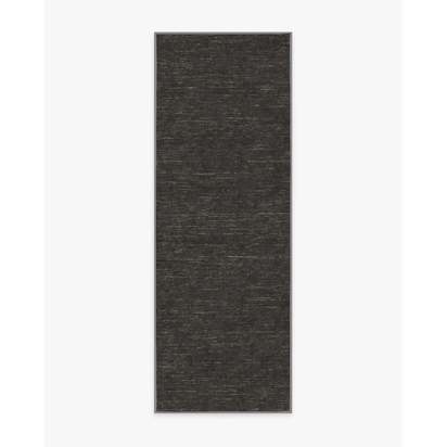 Melange Solid Charcoal Flatwoven Rug - 75 x 215 cm - Rug + Pad System