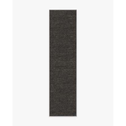 Melange Solid Charcoal Flatwoven Rug - 75 x 305 cm - Rug + Pad System