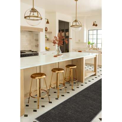 Melange Solid Charcoal Flatwoven Rug - 245 x 305 cm - Rug + Pad System