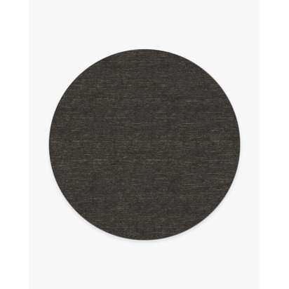 Melange Solid Charcoal Flatwoven Rug - 245 Round cm - Rug + Pad System