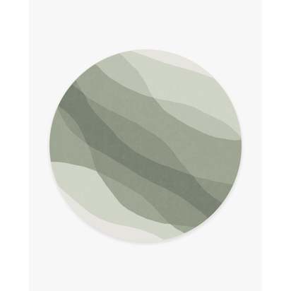 Kallan Sage Green Flatwoven Rug - 245 Round cm - Rug + Pad System