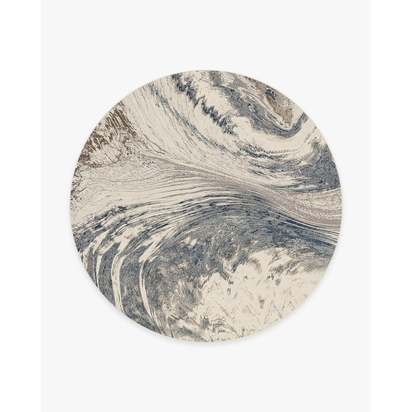 Malaspina Dusk Blue Flatwoven Rug - 245 Round cm - Rug + Pad System