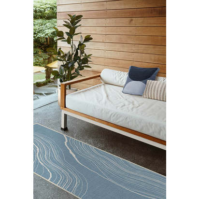 Kalder Slate Blue Outdoor Rug - 245 x 305 cm - Rug + Pad System