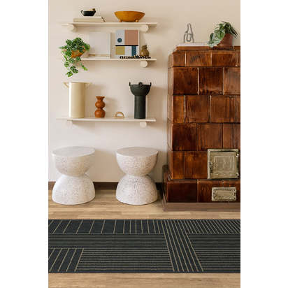 Bowie Charcoal Flatwoven Rug - 120 x 185 cm - Rug + Pad System