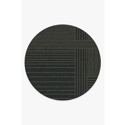 Bowie Charcoal Flatwoven Rug - 245 Round cm - Rug + Pad System