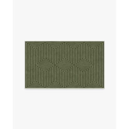 Labyrinth Fern Green Flatwoven Rug by Jonathan Adler - 90 x 150 cm - Rug + Pad System