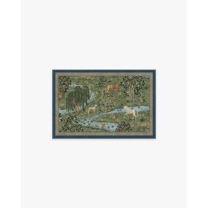 Owl & Willow Green Flatwoven Rug by Morris & Co. - 60 x 90 cm - Rug + Pad System