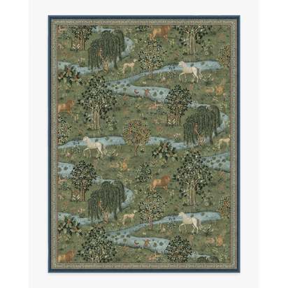 Owl & Willow Green Flatwoven Rug by Morris & Co. - 275 x 365 cm - Rug + Pad System