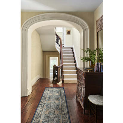 Honeysuckle & Tulip Indigo Flatwoven Rug by Morris & Co. - 185 x 275 cm - Rug + Pad System