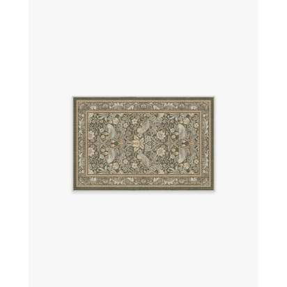 Strawberry Thief Stone Gold Flatwoven Rug by Morris & Co. - 60 x 90 cm - Rug + Pad System