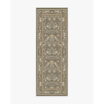 Strawberry Thief Stone Gold Flatwoven Rug by Morris & Co. - 75 x 215 cm - Rug + Pad System
