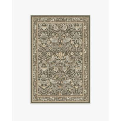 Strawberry Thief Stone Gold Flatwoven Rug by Morris & Co. - 120 x 185 cm - Rug + Pad System