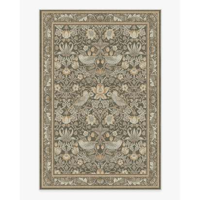 Strawberry Thief Stone Gold Flatwoven Rug by Morris & Co. - 185 x 275 cm - Rug + Pad System
