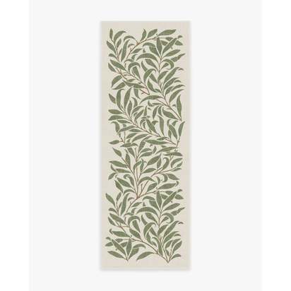 Pure Willow Boughs Green Flatwoven Rug by Morris & Co. - 75 x 215 cm - Rug + Pad System