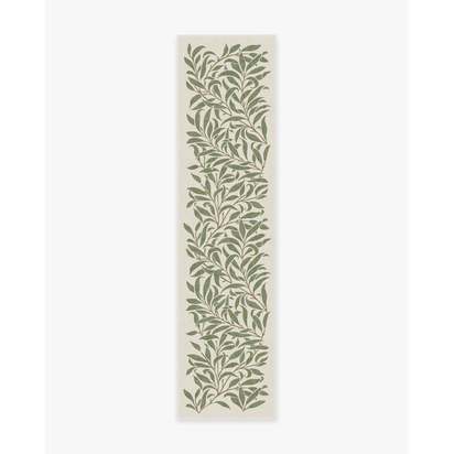 Pure Willow Boughs Green Flatwoven Rug by Morris & Co. - 75 x 305 cm - Rug + Pad System