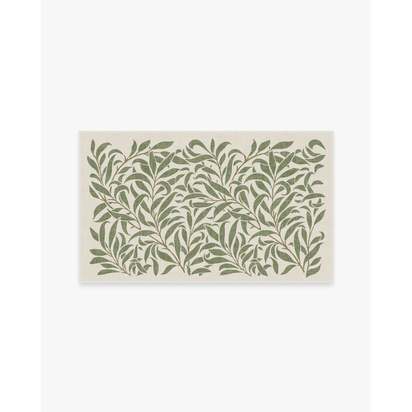 Pure Willow Boughs Green Flatwoven Rug by Morris & Co. - 90 x 150 cm - Rug + Pad System