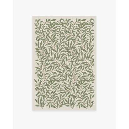 Pure Willow Boughs Green Flatwoven Rug by Morris & Co. - 120 x 185 cm - Rug + Pad System