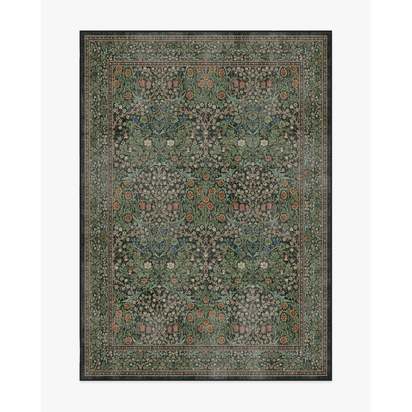 Blackthorn Forest Green Flatwoven Rug by Morris & Co. - 150 x 215 cm - Rug + Pad System