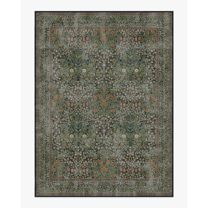 Blackthorn Forest Green Flatwoven Rug by Morris & Co. - 275 x 365 cm - Rug + Pad System