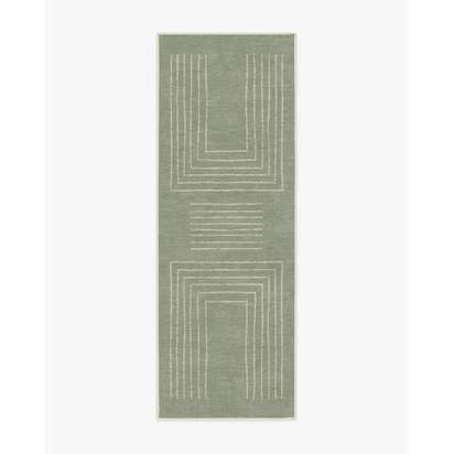 Valencia Sage Green Flatwoven Rug - 75 x 215 cm - Rug + Pad System