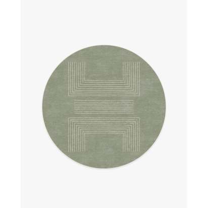 Valencia Sage Green Flatwoven Rug - 185 Round cm - Rug + Pad System