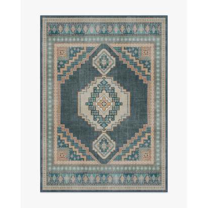 Rayne Soft Navy Flatwoven Rug - 150 x 215 cm - Rug + Pad System