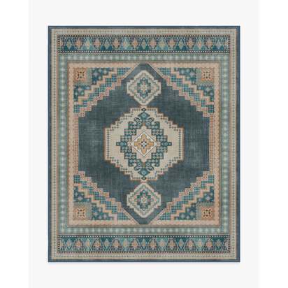 Rayne Soft Navy Flatwoven Rug - 245 x 305 cm - Rug + Pad System