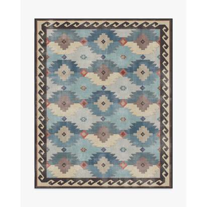 Azzura Multicolour Blue Flatwoven Rug - 245 x 305 cm - Rug + Pad System