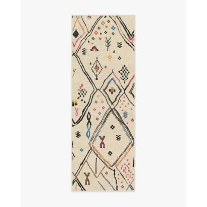 Pamir Ivory Multicolour Flatwoven Rug - 75 x 215 cm - Rug + Pad System