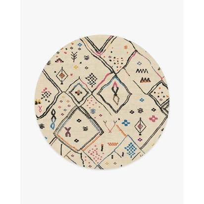 Pamir Ivory Multicolour Flatwoven Rug - 245 Round cm - Rug + Pad System