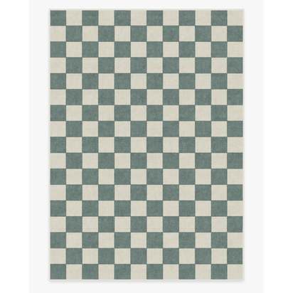 Jaque Checkered Slate Green Flatwoven Rug - 305 x 425 cm - Rug + Pad System