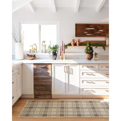 Piper Plaid Neutral Flatwoven Rug - 60 x 90 cm - Rug + Pad System